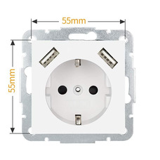 TESATEK 55X55MM 2.8A USB SOCKET WHITE